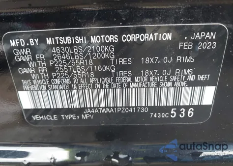 2023 Mitsubishi Eclipse Se/Sel from USA, damaged, VIN JA4ATWAA1PZ041730